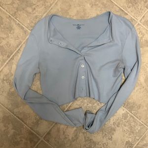 Brandy Melville blue cropped long sleeve cardigan barely worn